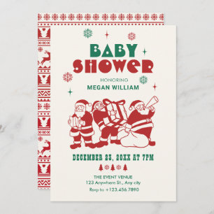 Invitation Baby shower d'hiver classique père Noël