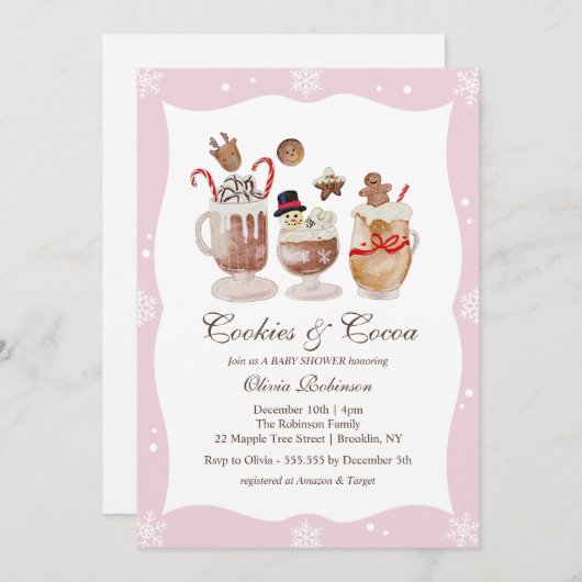 Invitation Baby shower d'hiver Cosy Cocoa and Cookies (Devant / Derrière)