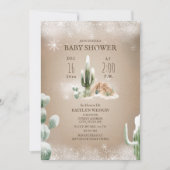 Invitation Baby shower d'hiver de Cactus à neige du désert (Devant)