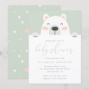 Invitation Baby shower d'hiver de dessin à l'ours polaire
