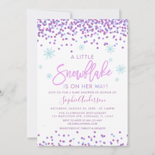 Invitation Baby shower d'hiver de Fille de Feu de Neige (Devant)