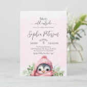 Invitation Baby shower d'hiver de fille rose mignonne (Debout devant)