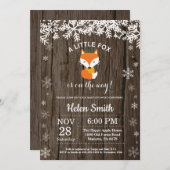 Invitation Baby shower d'hiver de Fox rustique (Devant / Derrière)