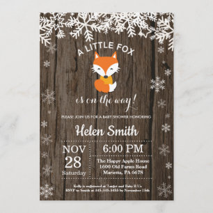 Invitation Baby shower d'hiver de Fox rustique
