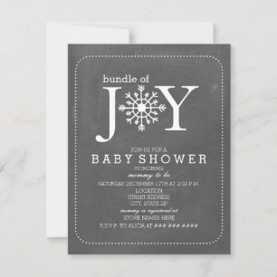 Invitation Baby shower D'Hiver De Joy Chalk Snowflake