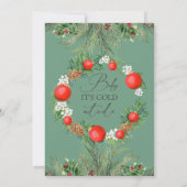 Invitation Baby shower d'hiver de la couronne de Noël à l'ext (Dos)