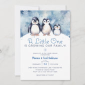 Invitation Baby shower d'hiver de la famille Pengu (Devant)