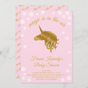 Invitation Baby shower d'hiver de la licorne rose magique