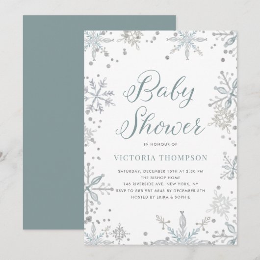 Invitation Baby shower d'hiver de la Parties scintillant des (Devant / Derrière)