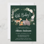 Invitation Baby shower d'hiver de l'aquarelle des animaux des (Devant)