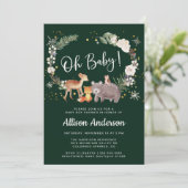 Invitation Baby shower d'hiver de l'aquarelle des animaux des (Debout devant)