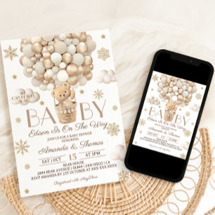 Invitation Baby shower d'hiver de l'attente de l'ours
