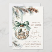 Invitation Baby shower d'hiver de l'ornement d'arbre de Noël (Devant)