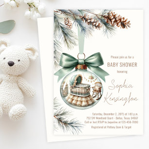 Invitation Baby shower d'hiver de l'ornement d'arbre de Noël