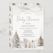 Invitation Baby shower d'hiver de l'ours blanc moderne (Devant / Derrière)