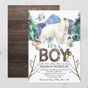 Invitation Baby shower d'hiver de l'ours polaire