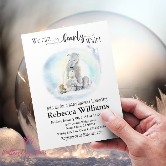 Invitation Baby shower d'hiver de l'ours polaire