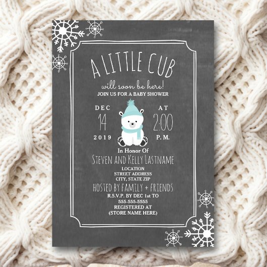 Invitation Baby shower d'hiver de l'ours polaire
