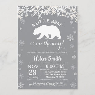 Invitation Baby shower d'hiver de l'ours polaire Snowflake In