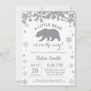 Invitation Baby shower d'hiver de l'ours polaire Snowflake In