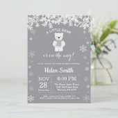 Invitation Baby shower d'hiver de l'ours polaire Snowflake In (Debout devant)