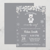Invitation Baby shower d'hiver de l'ours polaire Snowflake In (Devant / Derrière)