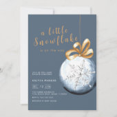 Invitation Baby shower d'hiver de Navy Blue A Little Snowflak (Devant)