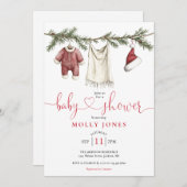 Invitation Baby shower d'hiver de Noël (Devant / Derrière)