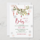 Invitation Baby shower d'hiver de Noël. (Devant)