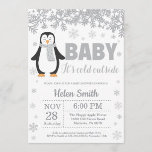 Invitation Baby shower d'hiver de Penguin Snowflake Invitatio