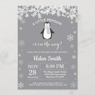Invitation Baby shower d'hiver de Penguin Snowflake Invitatio