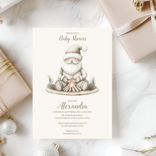 Invitation Baby shower d'hiver de Père Noël