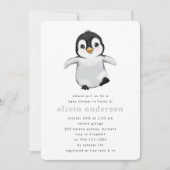 Invitation Baby shower d'hiver de pingouin gris simple (Devant)