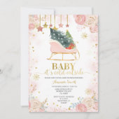 Invitation Baby shower d'hiver de Pink Sleigh Flor (Devant)