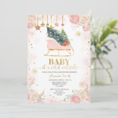 Invitation Baby shower d'hiver de Pink Sleigh Flor (Debout devant)
