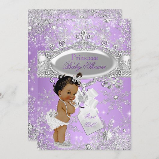 Invitation Baby shower d'hiver de Princess (Devant / Derrière)