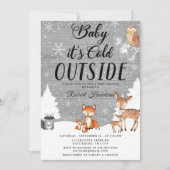 Invitation Baby shower d'hiver des animaux des bois (Devant)
