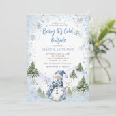 Invitation Baby shower d'hiver des chutes de neige (Debout devant)