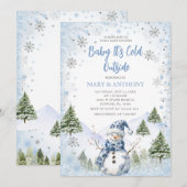 Invitation Baby shower d'hiver des chutes de neige (Devant / Derrière)