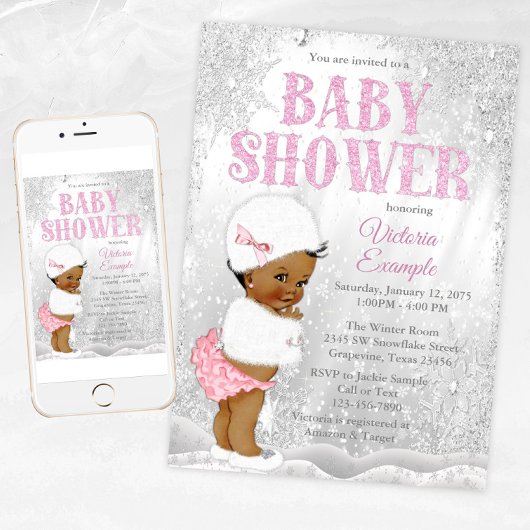 Invitation Baby shower d'hiver des filles africaines