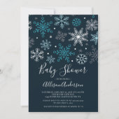 Invitation Baby shower d'hiver des flocons de neige modernes (Devant)
