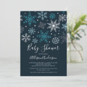 Invitation Baby shower d'hiver des flocons de neige modernes (Debout devant)