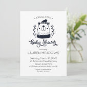Invitation Baby shower d'hiver Doodle Bear (Debout devant)