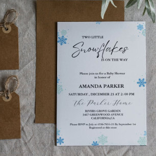 Invitation Baby shower d'hiver du Baby shower Twin Snowflake