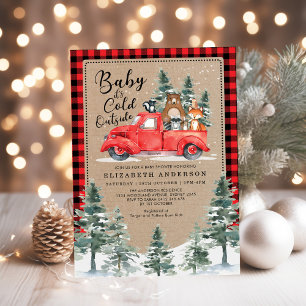 Invitation Baby shower d'hiver du bûcheron de bois