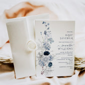 Invitation Baby shower d'hiver du Fleur sauvage bleu