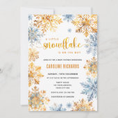 Invitation Baby shower d'hiver du flocon d'or (Devant)