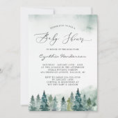 Invitation Baby shower d'hiver Elégant bois chic Pine Arbres (Devant)