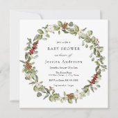Invitation Baby shower d'hiver Eucalyptus (Devant)