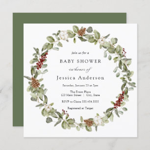 Invitation Baby shower d'hiver Eucalyptus